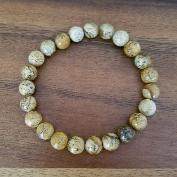SOLD Brown Picture Jasper Beads Bracelet - Picture 2 of 12